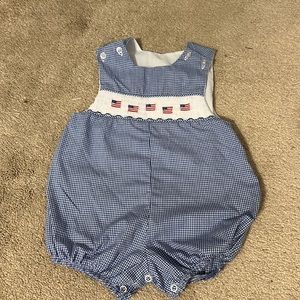 12 month Bailey boys romper flag Fourth of July